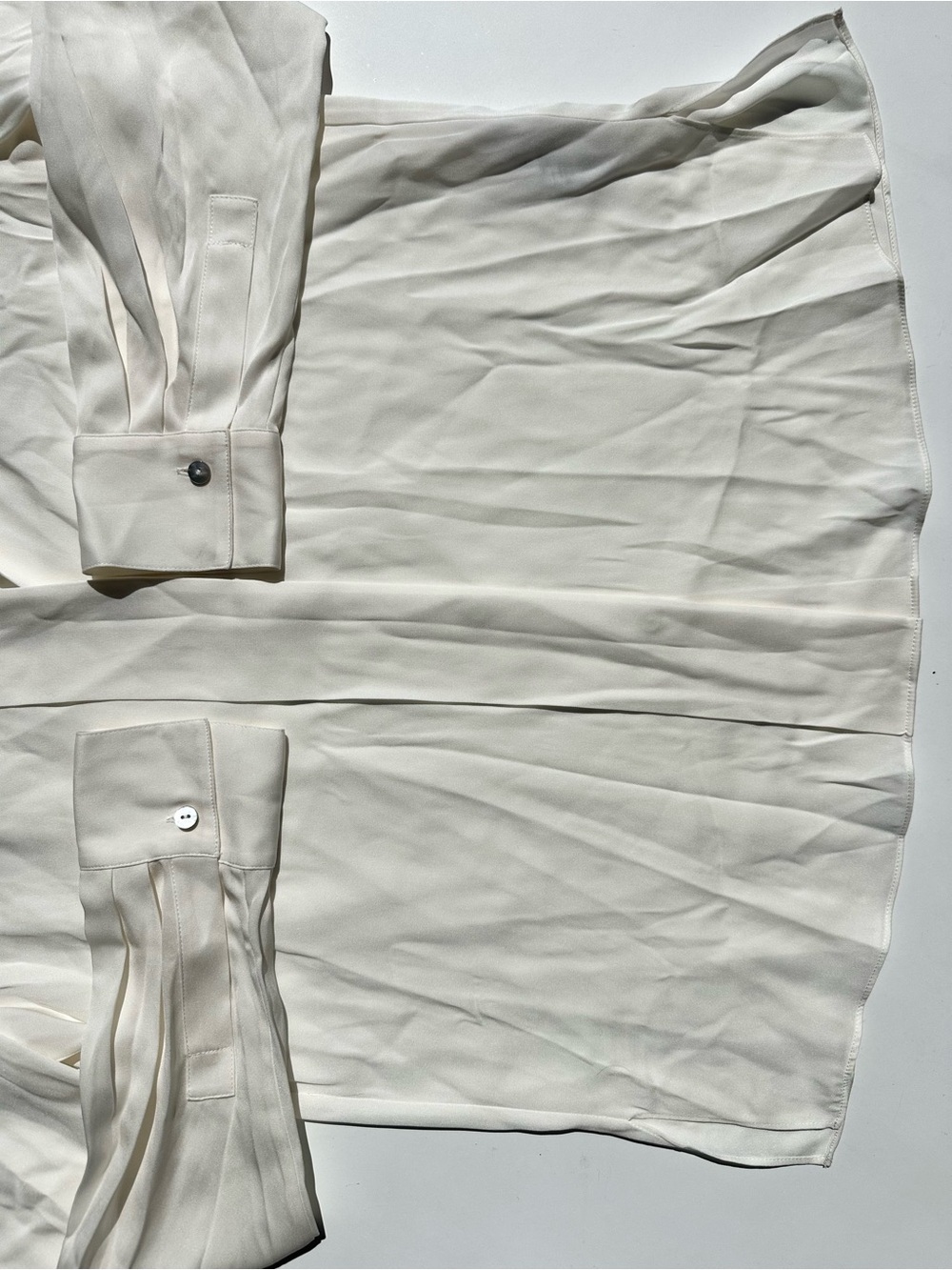Vince Silk Satin (Stretch Washable) Mandarin Band Collar Blouse Ivory Cream, XXS - Picture 8 of 15